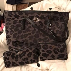 Coach Cheetah print handbag w/matching wallet
